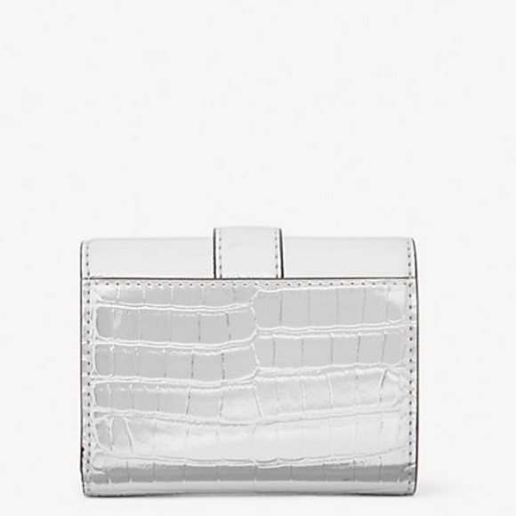 🔥NWT- Micheal Kors Carmen Medium Metallic Crocodile Embossed Tri-Fold Wallet🔥 - Picture 3 of 13